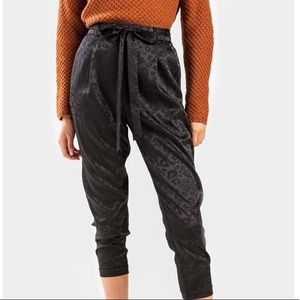 Animal Print Black Silk Joggers